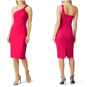 Cushnie Magenta Pink One Shoulder Bodycon Barbiecore Midi Dress $1,125